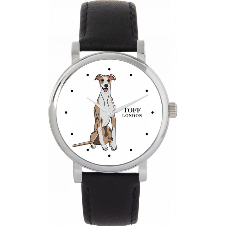Ladies Beige Whippet Dog Watch