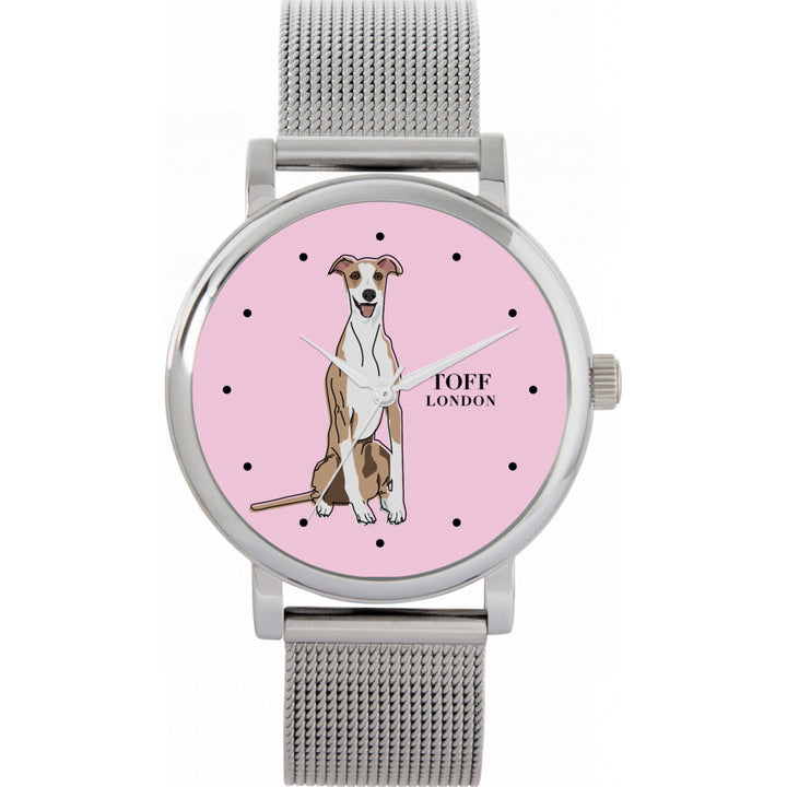 Ladies Beige Whippet Dog Watch