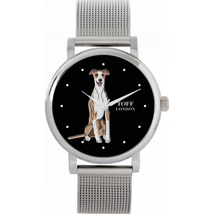 Ladies Beige Whippet Dog Watch