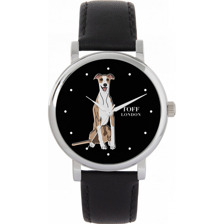 Ladies Beige Whippet Dog Watch