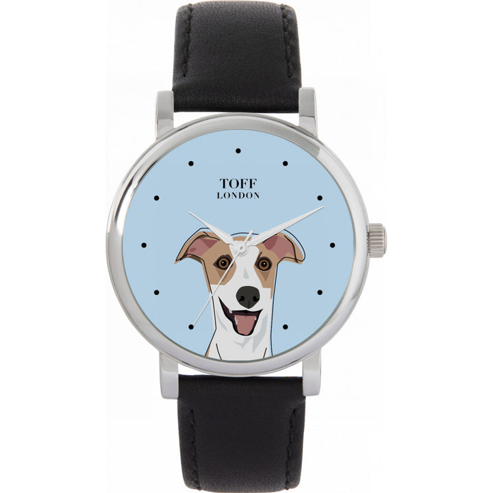 Ladies Beige Whippet Dog Head Watch