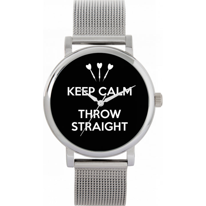 Ladies Black Keep Calm Throw Straight Watch