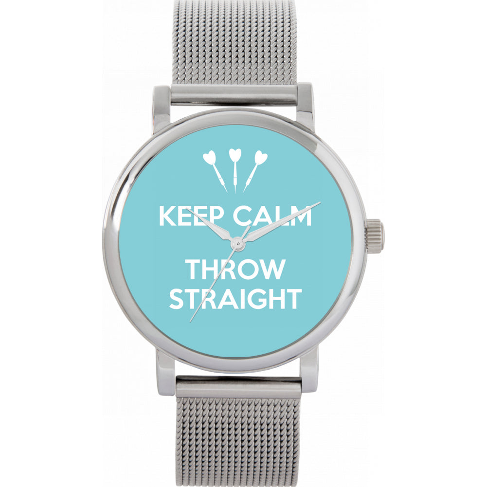 Ladies Blue Keep Calm Throw Straight Watch