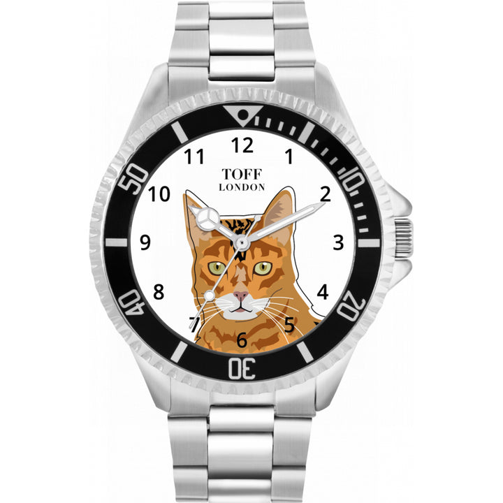Mens Ginger Bengal Cat Head Watch