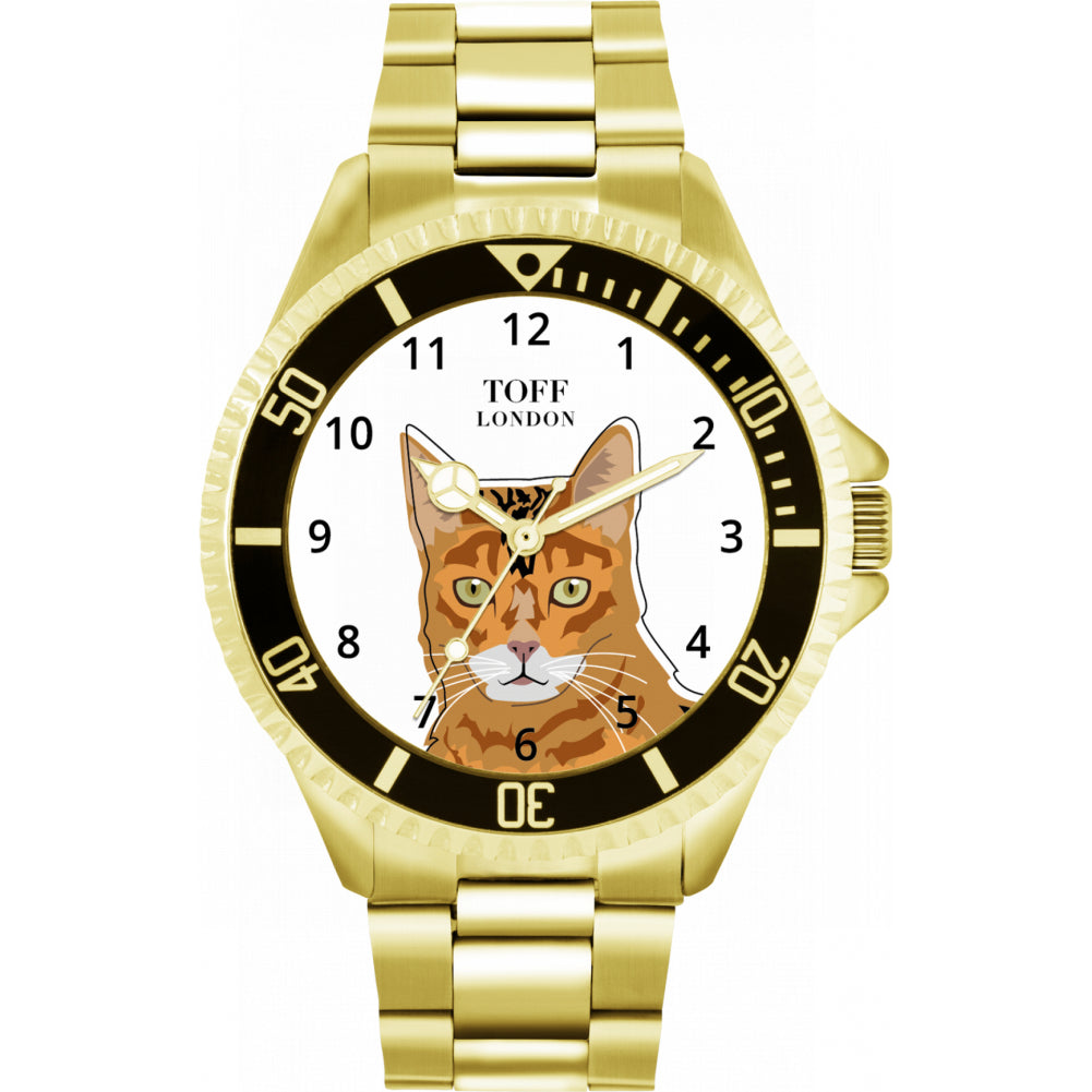 Mens Ginger Bengal Cat Head Watch