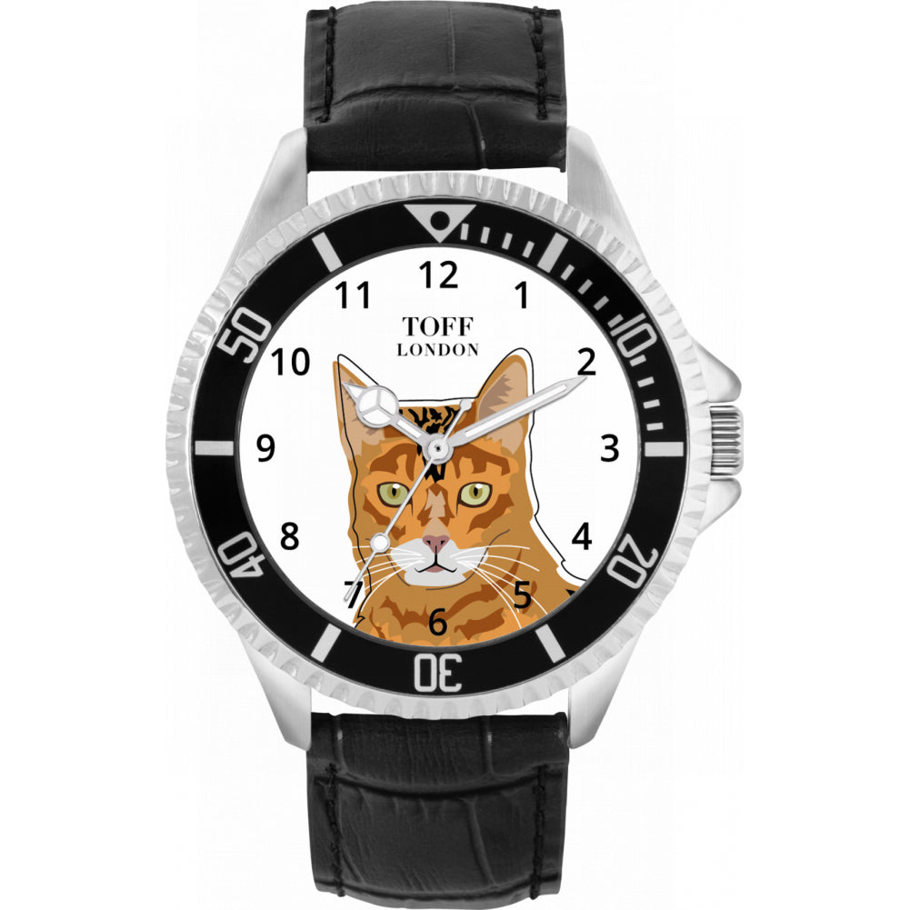 Mens Ginger Bengal Cat Head Watch