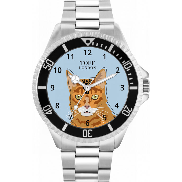 Mens Ginger Bengal Cat Head Watch