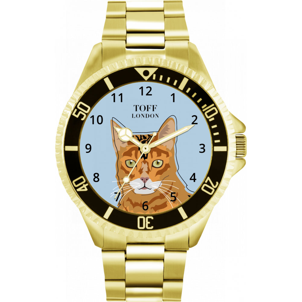 Mens Ginger Bengal Cat Head Watch