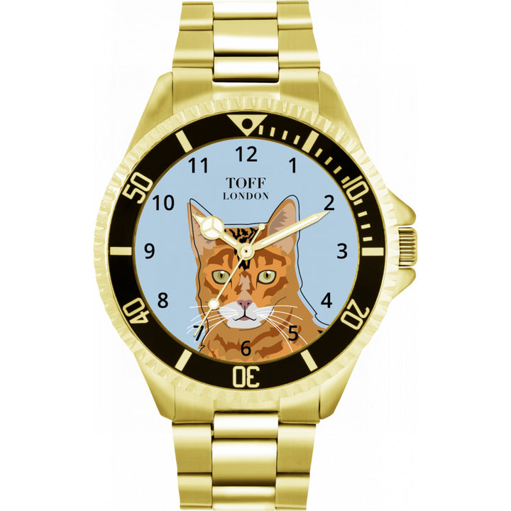 Mens Ginger Bengal Cat Head Watch