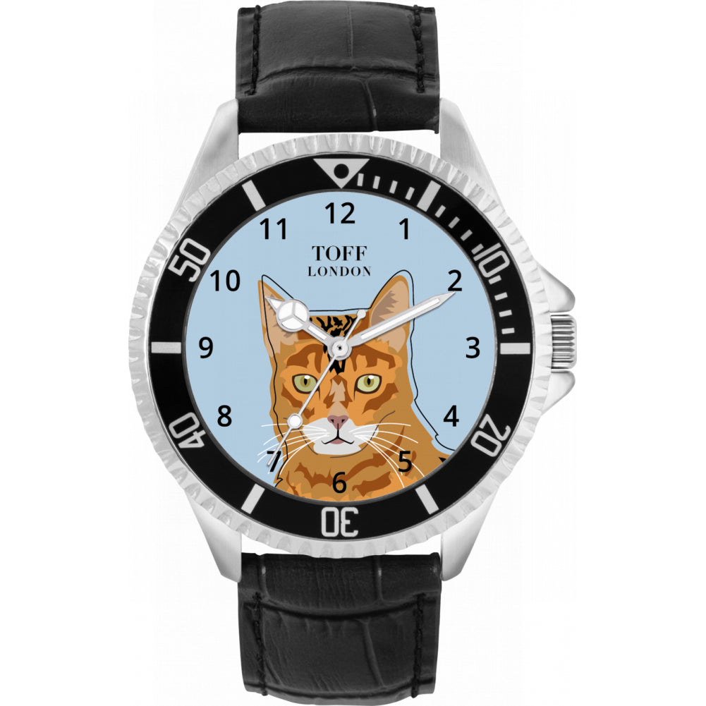 Mens Ginger Bengal Cat Head Watch