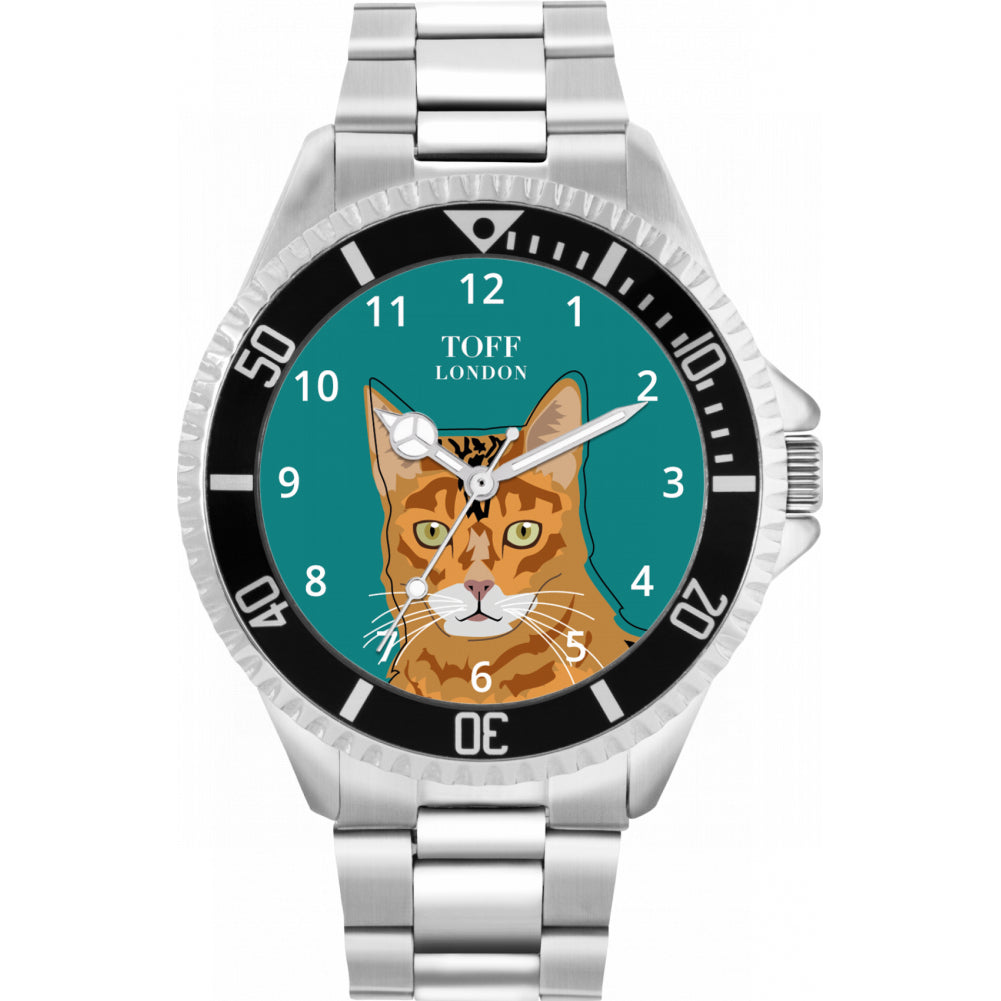 Mens Ginger Bengal Cat Head Watch