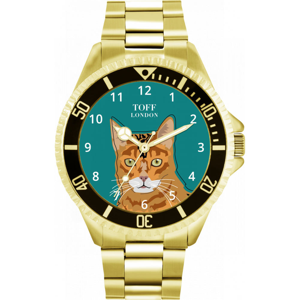 Mens Ginger Bengal Cat Head Watch
