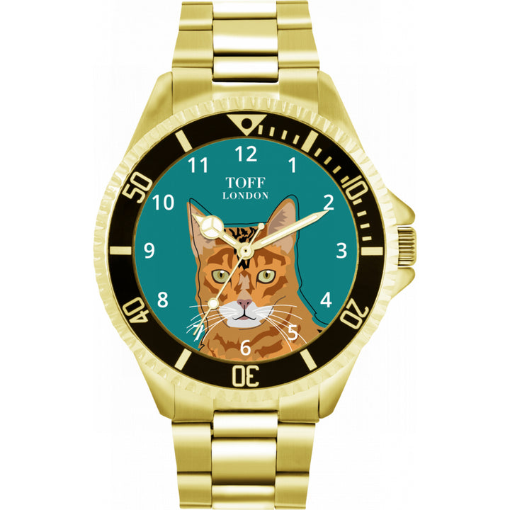 Mens Ginger Bengal Cat Head Watch
