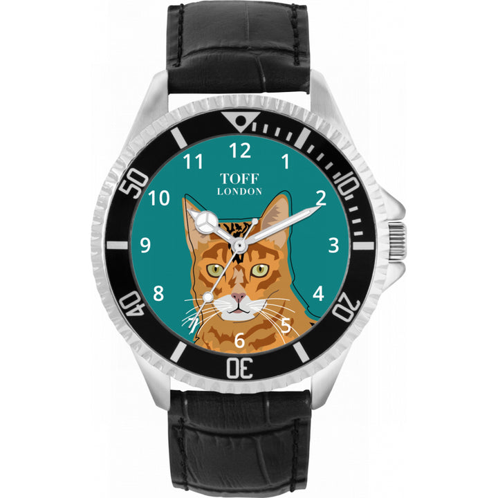 Mens Ginger Bengal Cat Head Watch