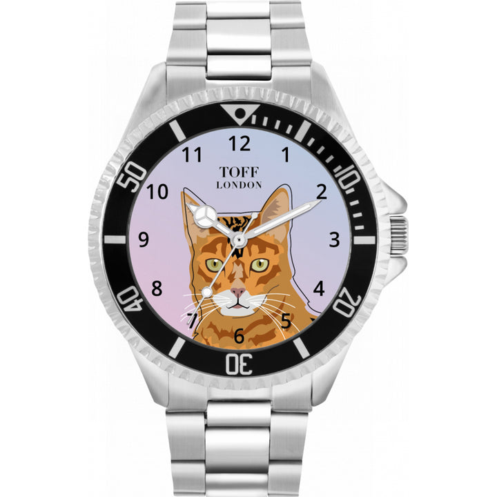 Mens Ginger Bengal Cat Head Watch