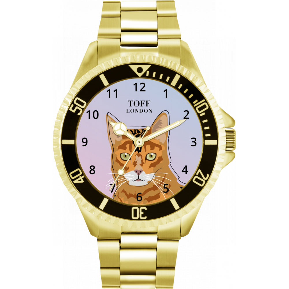 Mens Ginger Bengal Cat Head Watch