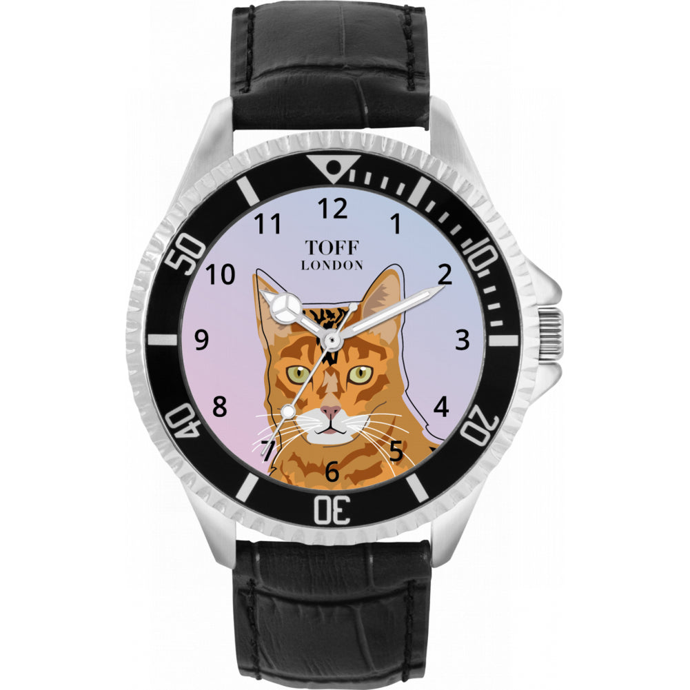 Mens Ginger Bengal Cat Head Watch