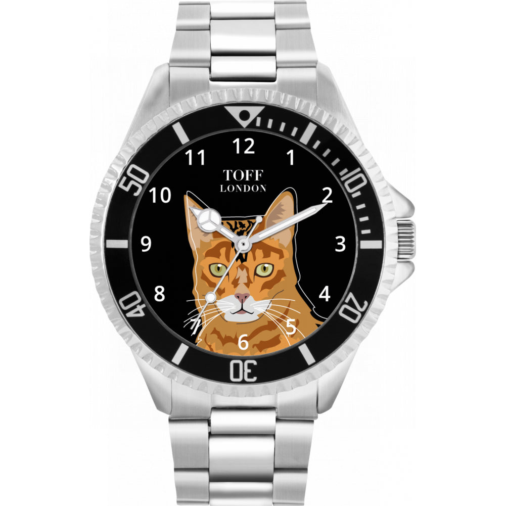 Mens Ginger Bengal Cat Head Watch
