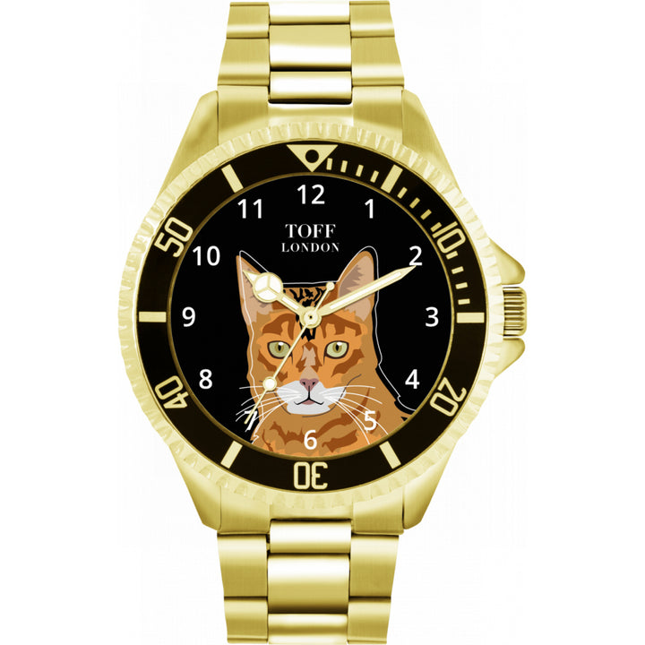 Mens Ginger Bengal Cat Head Watch