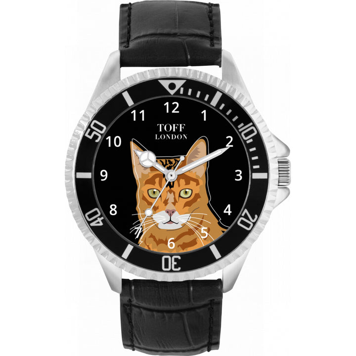 Mens Ginger Bengal Cat Head Watch