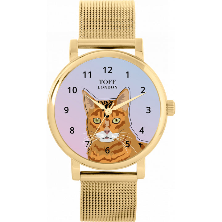 Ladies Ginger Bengal Cat Head Watch