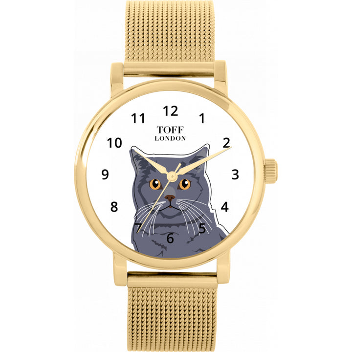 Ladies Blue British Shorthair Cat Head Watch