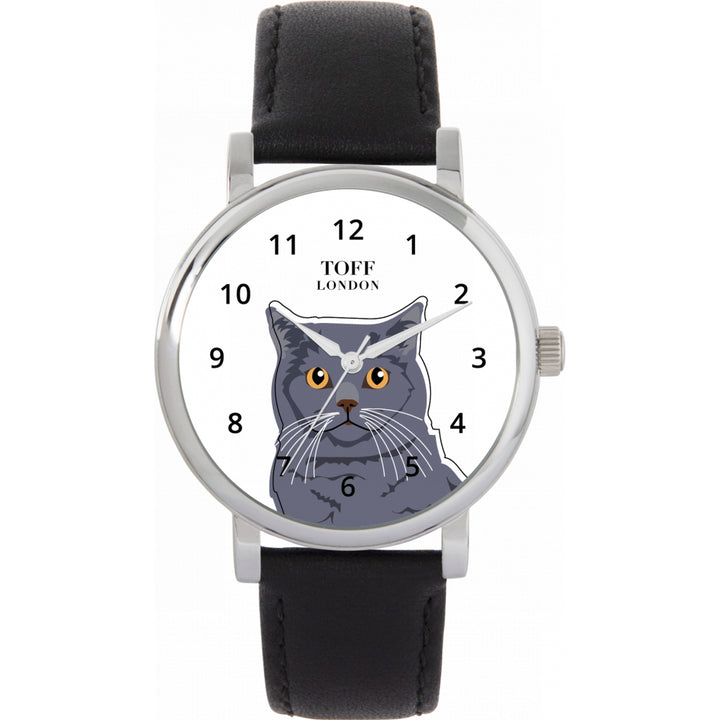 Ladies Blue British Shorthair Cat Head Watch
