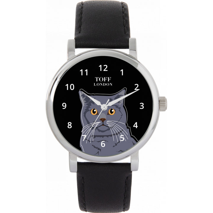 Ladies Blue British Shorthair Cat Head Watch