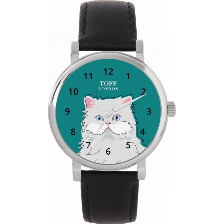 Ladies White Persian Cat Head Watch