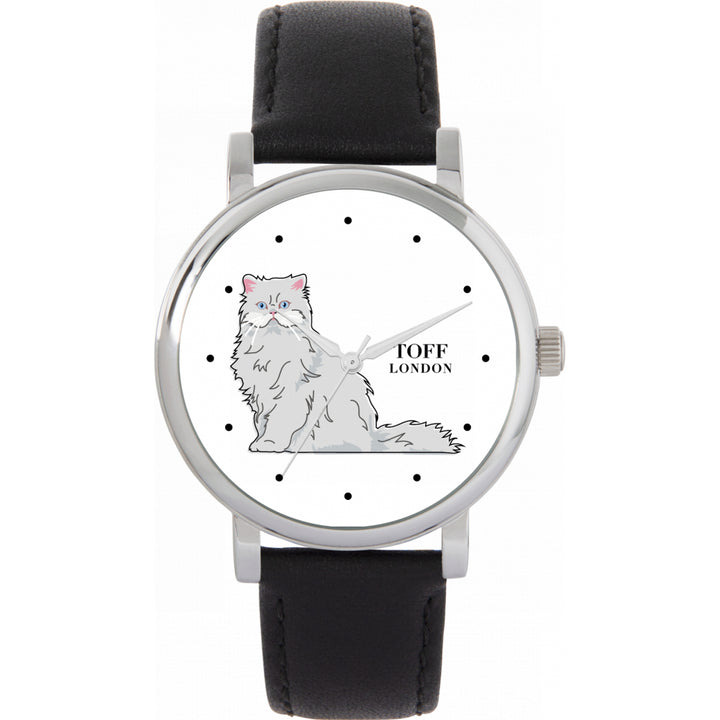 Ladies White Persian Cat Watch