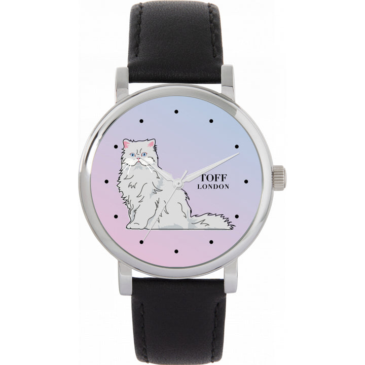 Ladies White Persian Cat Watch