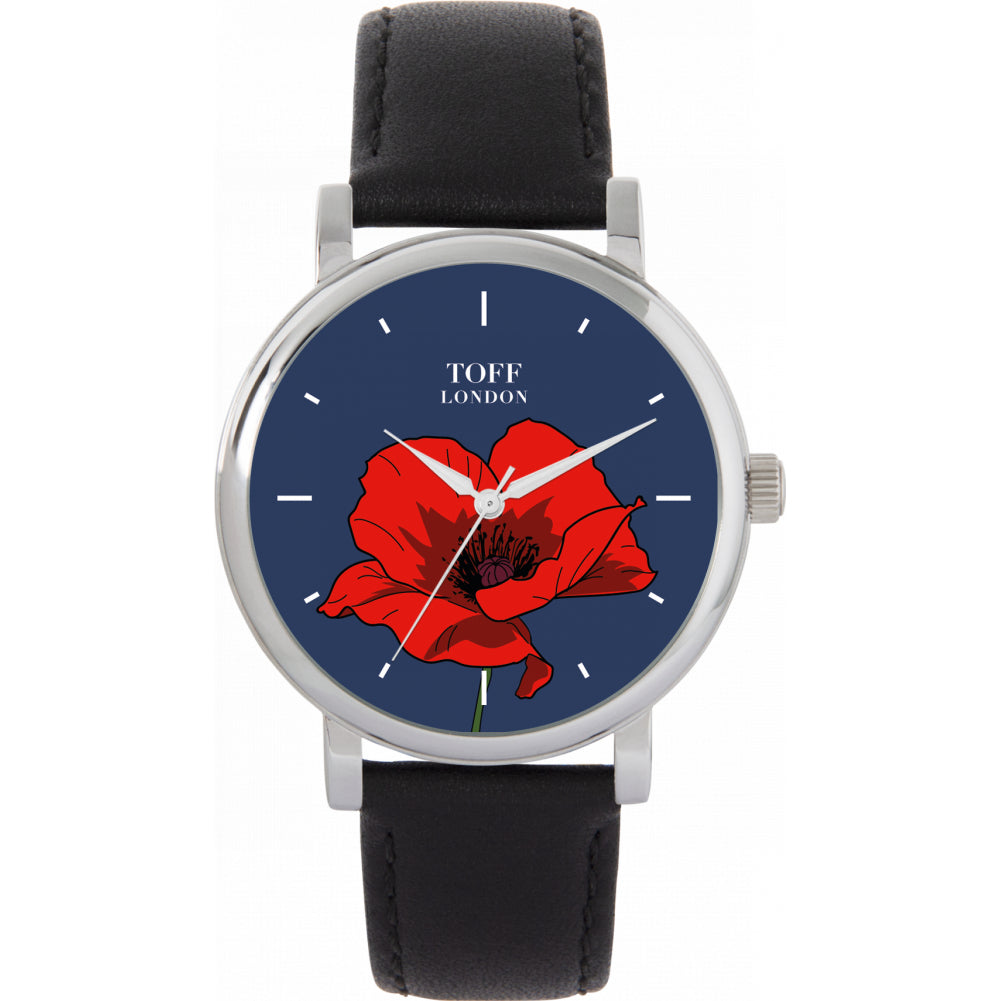 Ladies Red Poppy Flower Watch
