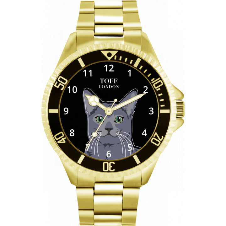 Mens Russian Blue Cat Watch