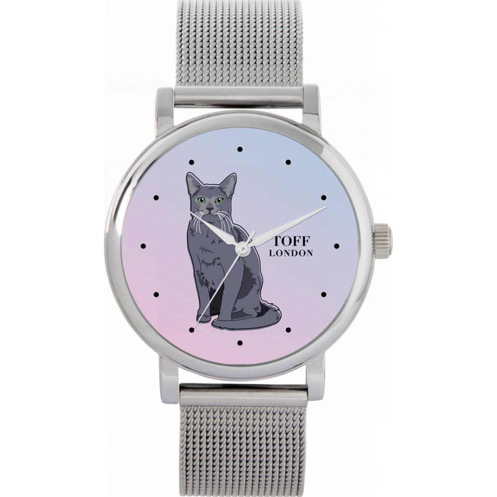 Ladies Russian Blue Cat Watch
