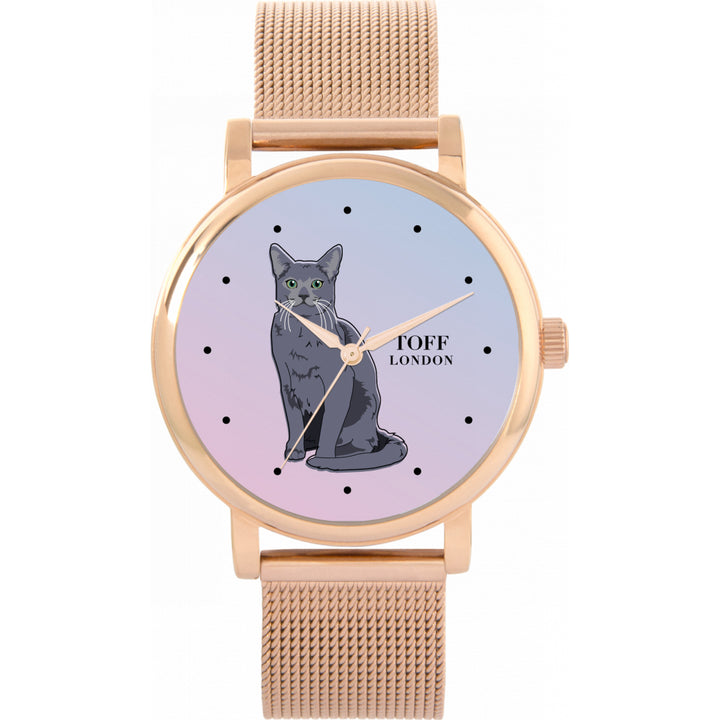Ladies Russian Blue Cat Watch