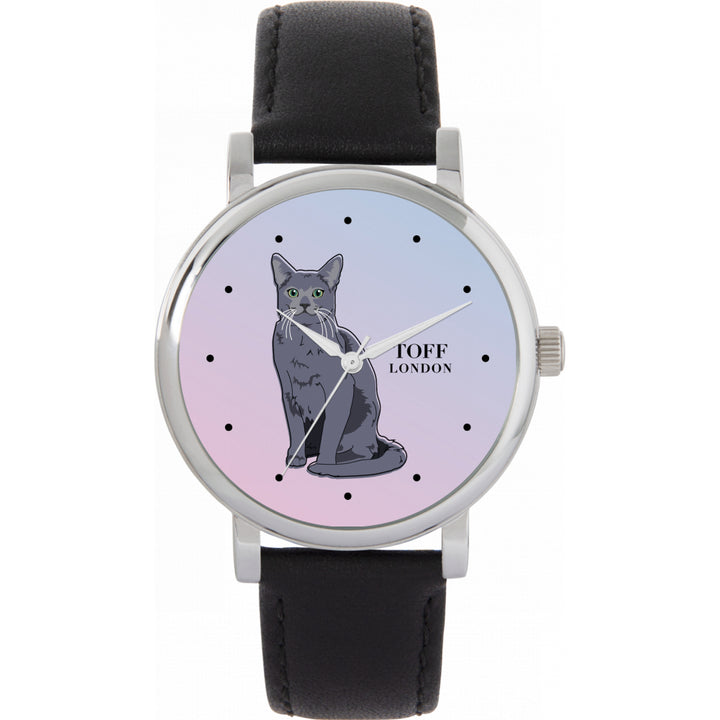 Ladies Russian Blue Cat Watch