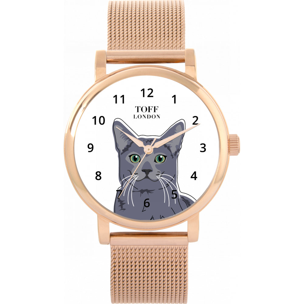 Ladies Russian Blue Cat Head Watch