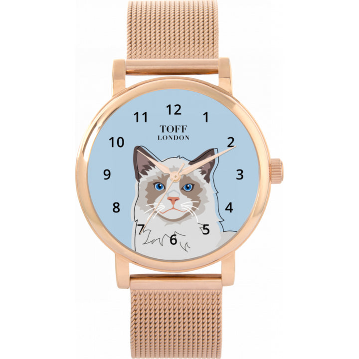 Ladies Ragdoll Cat Head Watch