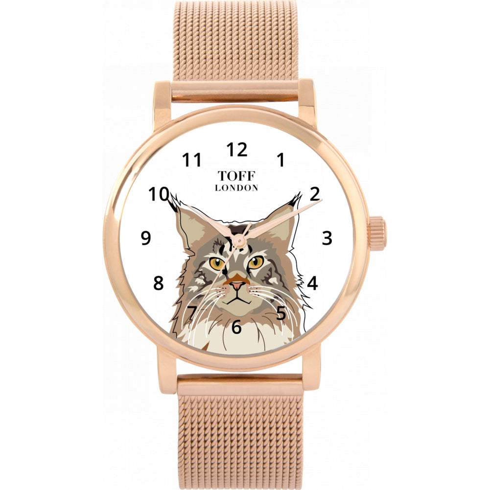 Ladies Maine Coon Cat Head Watch