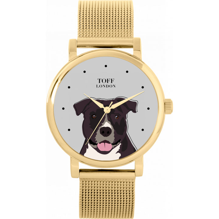 Ladies Staffordshire Terrier Dog Head Watch