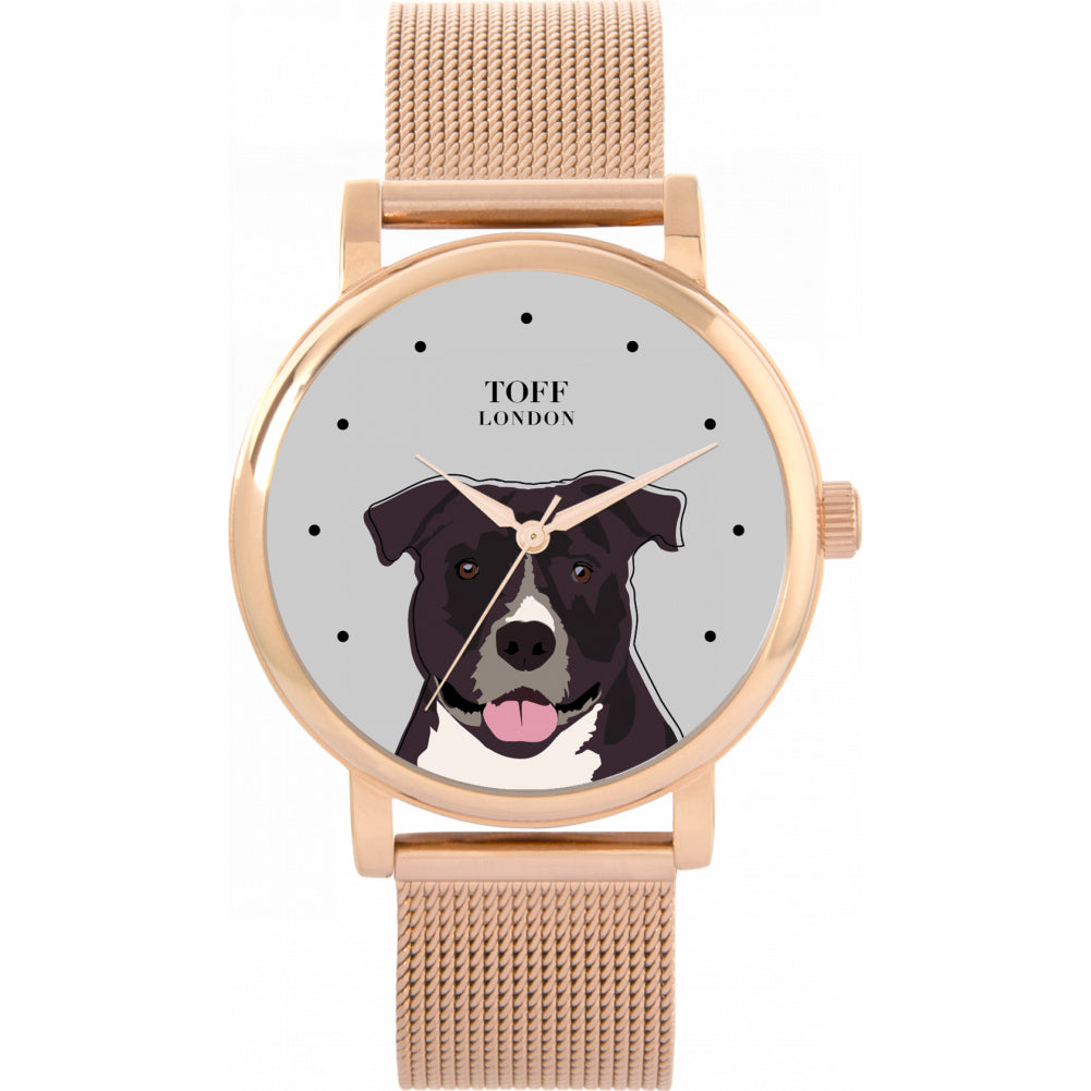 Ladies Staffordshire Terrier Dog Head Watch