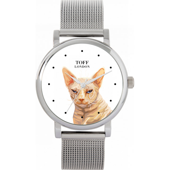 Ladies Beige Sphynx Cat Head Watch