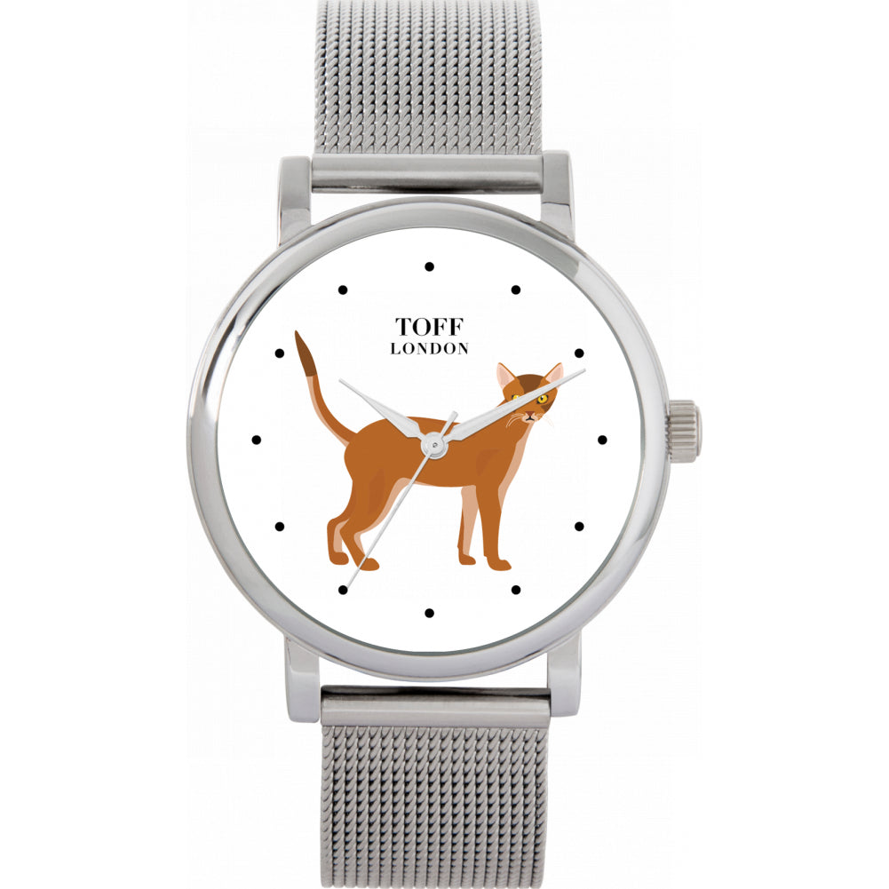 Ladies Brown Abyssinian Cat Watch