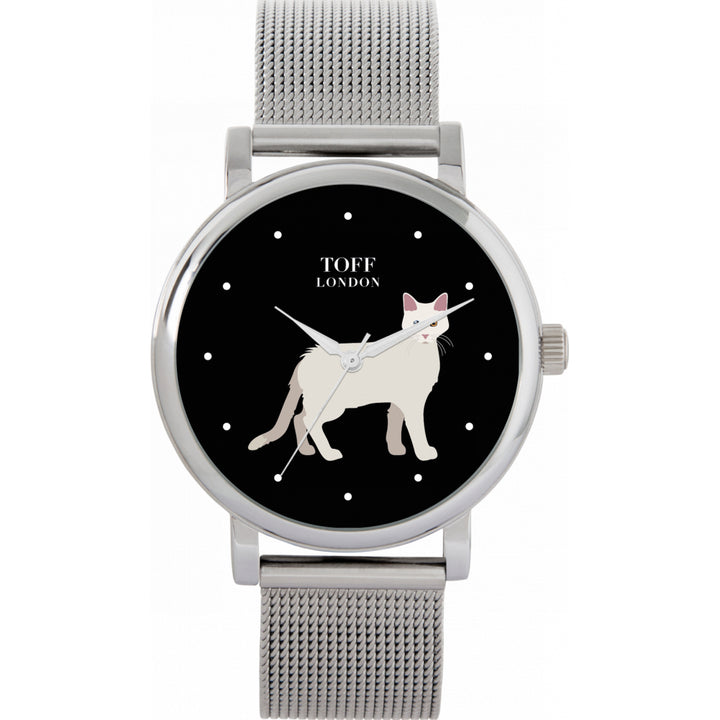 Ladies White Aphrodite Giant Cat Watch