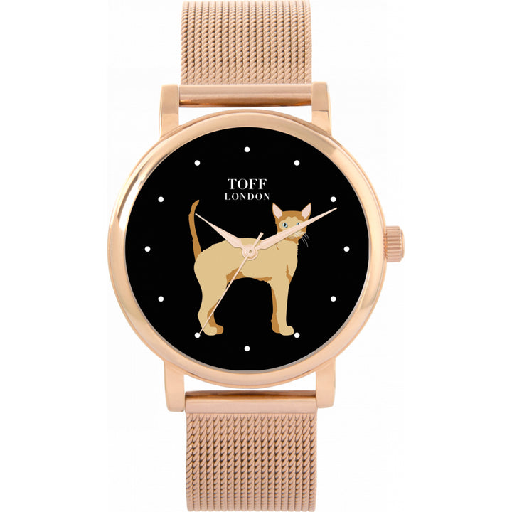 Ladies Brown German Rex Cat Watch
