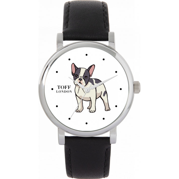 Ladies White French Bulldog Watch