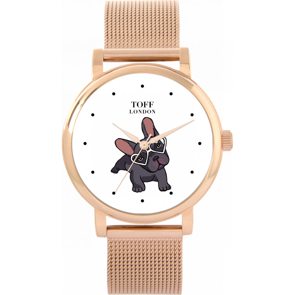 Ladies Grey French Bulldog Watch