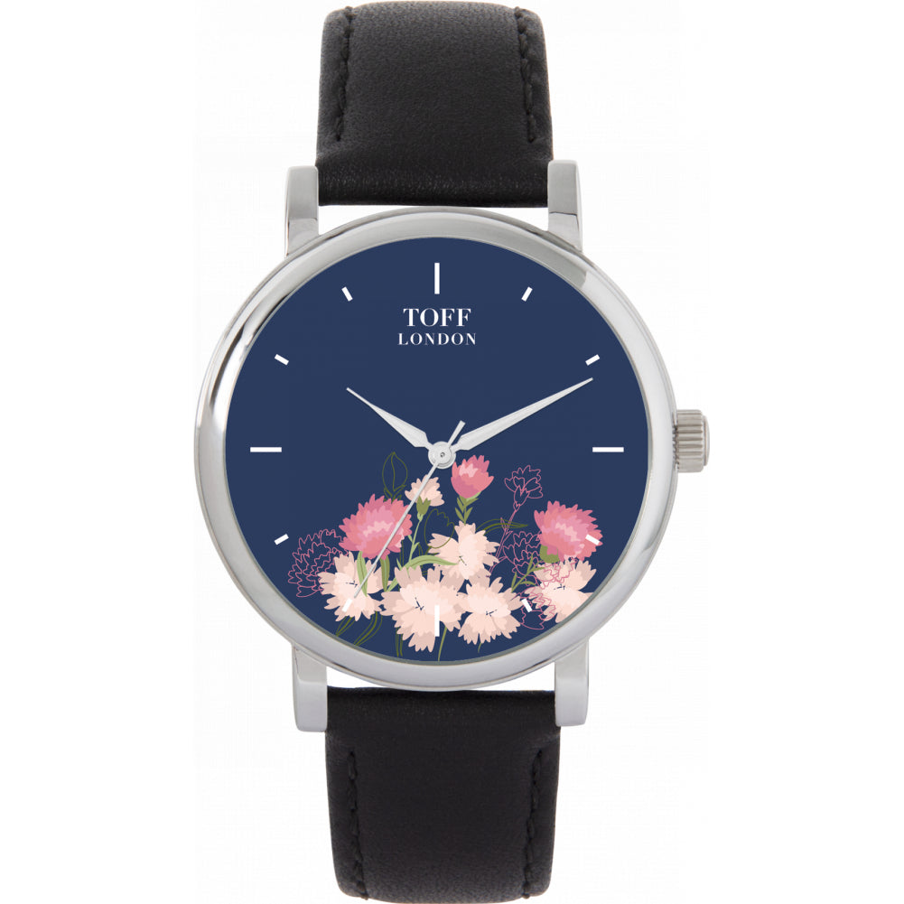 Ladies Pink Carnations Flower Watch