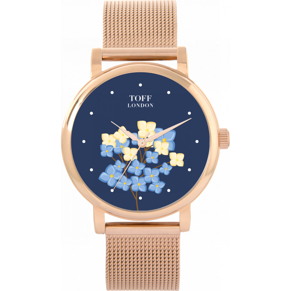 Ladies Blue Flower Bloom Watch