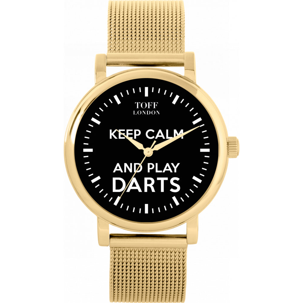 Ladies Black Keep Calm And Play Darts Batons Watch